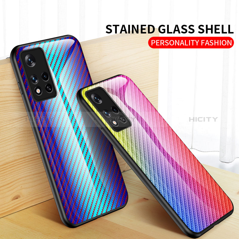 Silikon Schutzhülle Rahmen Tasche Hülle Spiegel Farbverlauf Regenbogen LS2 für Xiaomi Poco M4 Pro 5G groß