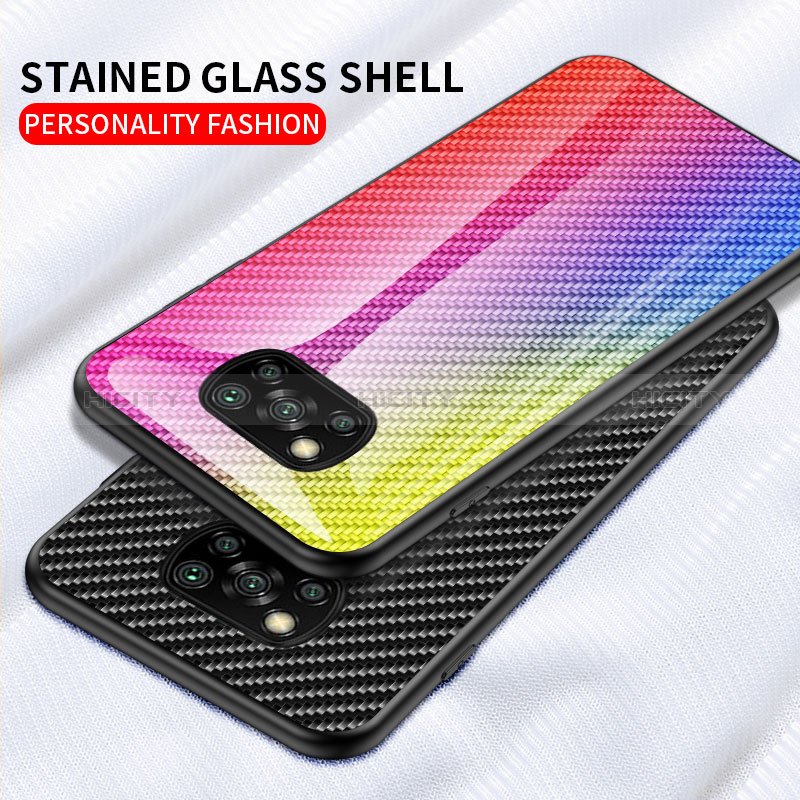 Silikon Schutzhülle Rahmen Tasche Hülle Spiegel Farbverlauf Regenbogen LS2 für Xiaomi Poco X3 Pro