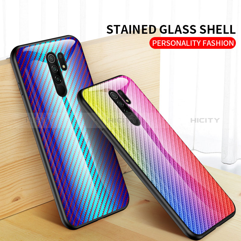 Silikon Schutzhülle Rahmen Tasche Hülle Spiegel Farbverlauf Regenbogen LS2 für Xiaomi Redmi 9 Prime India groß