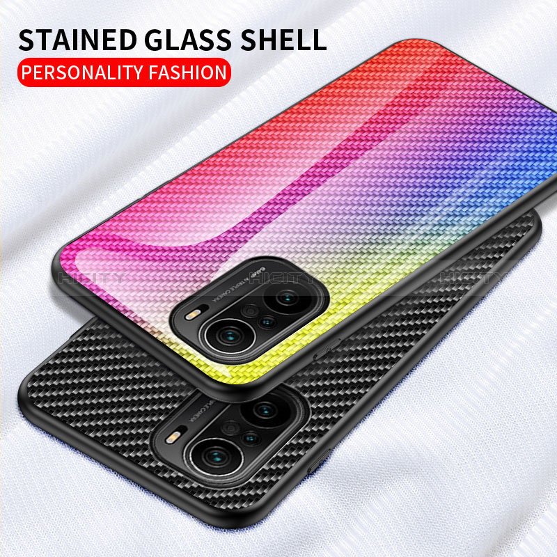 Silikon Schutzhülle Rahmen Tasche Hülle Spiegel Farbverlauf Regenbogen LS2 für Xiaomi Redmi K40 Pro 5G groß