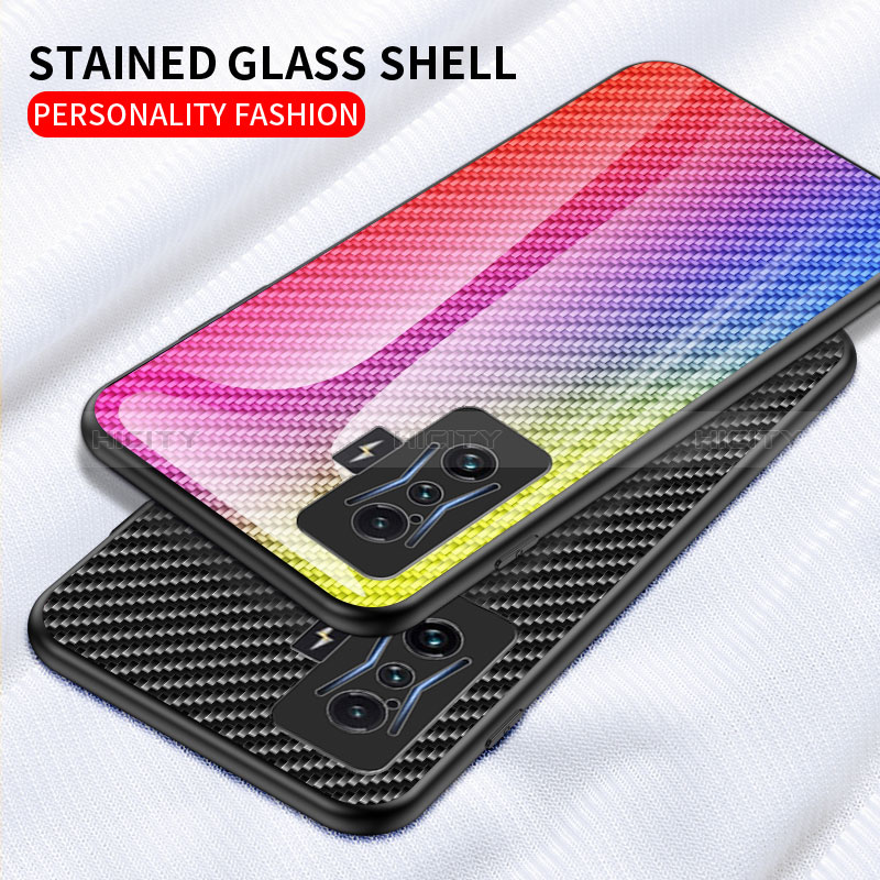 Silikon Schutzhülle Rahmen Tasche Hülle Spiegel Farbverlauf Regenbogen LS2 für Xiaomi Redmi K50 Gaming 5G groß