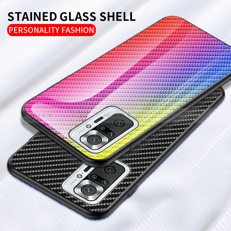 Silikon Schutzhülle Rahmen Tasche Hülle Spiegel Farbverlauf Regenbogen LS2 für Xiaomi Redmi Note 10 Pro Max