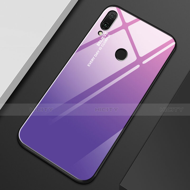 Silikon Schutzhülle Rahmen Tasche Hülle Spiegel Farbverlauf Regenbogen M01 für Huawei Enjoy 9 Plus Violett