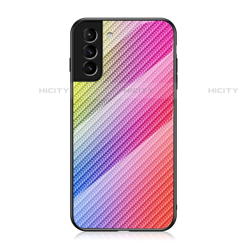 Silikon Schutzhülle Rahmen Tasche Hülle Spiegel Farbverlauf Regenbogen M01 für Samsung Galaxy S21 FE 5G Rosa