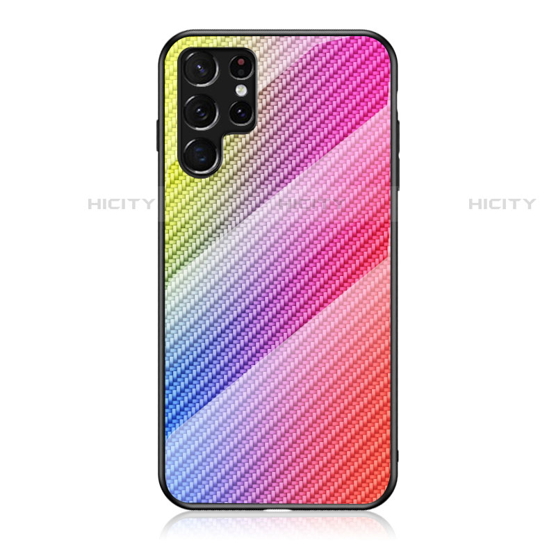 Silikon Schutzhülle Rahmen Tasche Hülle Spiegel Farbverlauf Regenbogen M01 für Samsung Galaxy S21 Ultra 5G Rosa