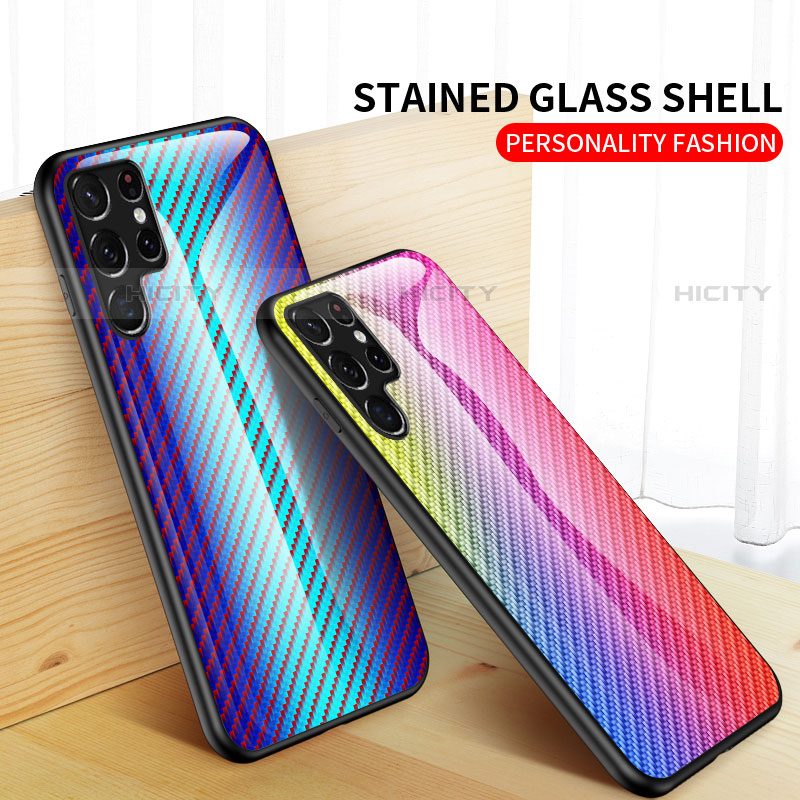 Silikon Schutzhülle Rahmen Tasche Hülle Spiegel Farbverlauf Regenbogen M01 für Samsung Galaxy S23 Ultra 5G groß