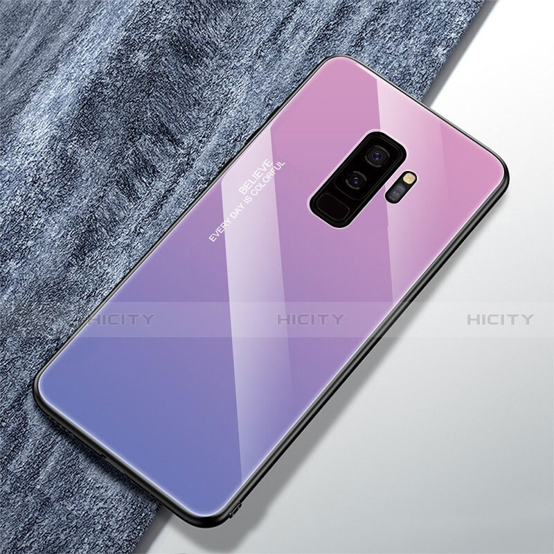 Silikon Schutzhülle Rahmen Tasche Hülle Spiegel Farbverlauf Regenbogen M01 für Samsung Galaxy S9 Plus