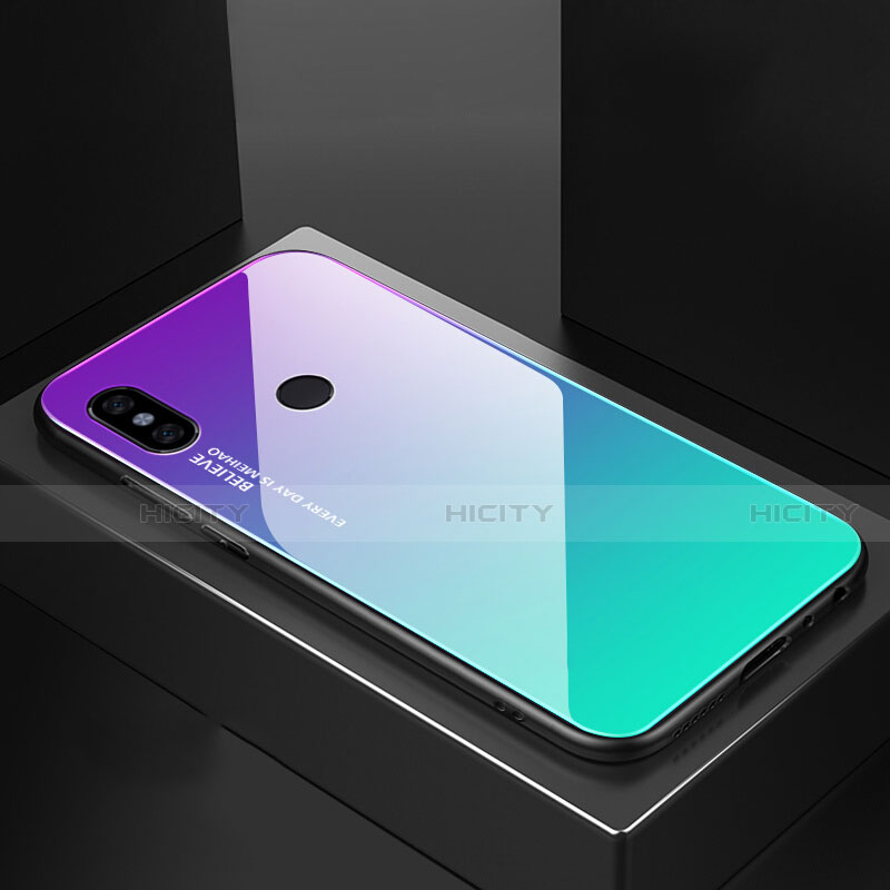 Silikon Schutzhülle Rahmen Tasche Hülle Spiegel Farbverlauf Regenbogen M01 für Xiaomi Mi 6X groß