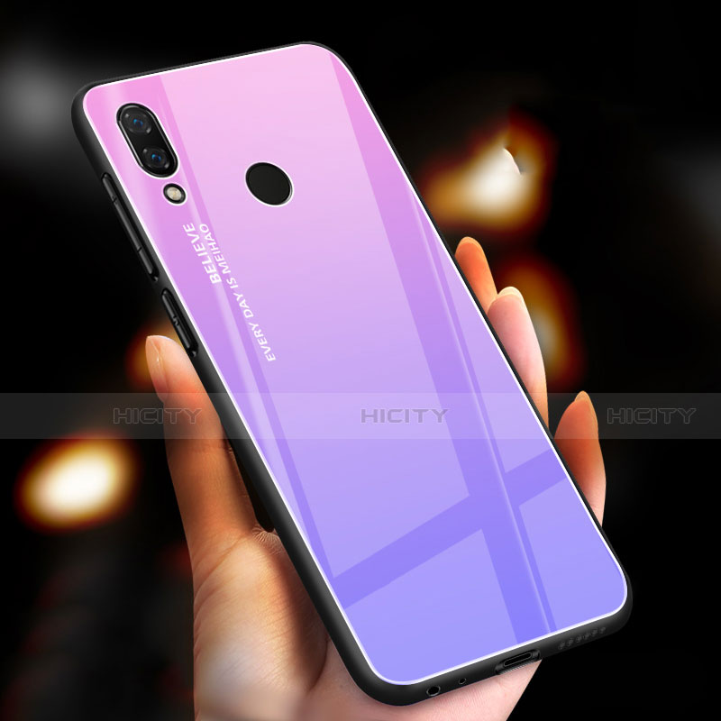 Silikon Schutzhülle Rahmen Tasche Hülle Spiegel Farbverlauf Regenbogen M01 für Xiaomi Redmi Note 7 Violett