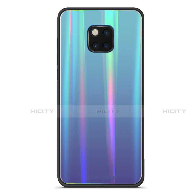 Silikon Schutzhülle Rahmen Tasche Hülle Spiegel Farbverlauf Regenbogen M02 für Huawei Mate 20 Pro Hellblau