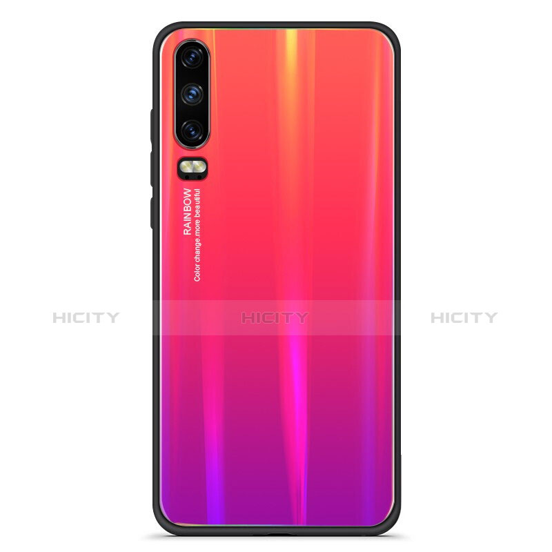 Silikon Schutzhülle Rahmen Tasche Hülle Spiegel Farbverlauf Regenbogen M02 für Huawei P30