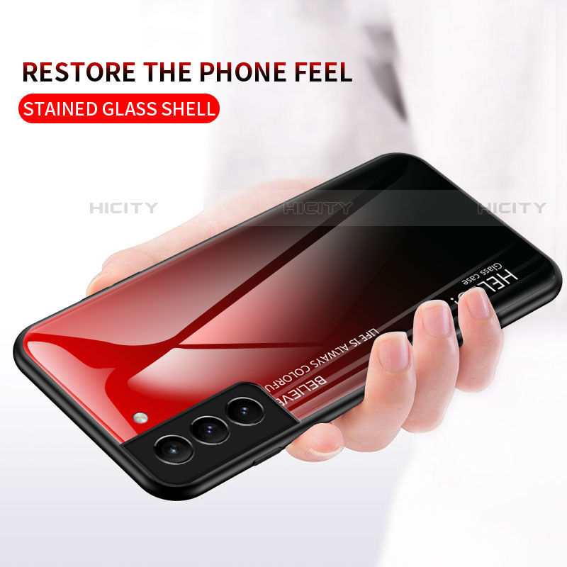 Silikon Schutzhülle Rahmen Tasche Hülle Spiegel Farbverlauf Regenbogen M02 für Samsung Galaxy S21 FE 5G groß