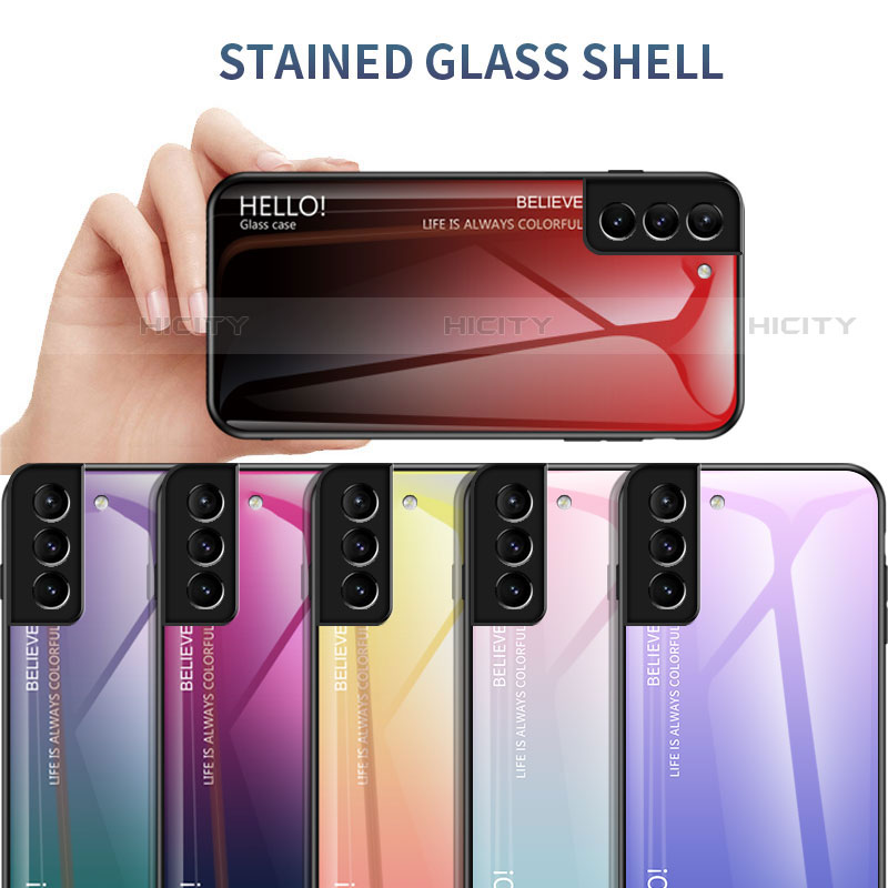 Silikon Schutzhülle Rahmen Tasche Hülle Spiegel Farbverlauf Regenbogen M02 für Samsung Galaxy S22 5G