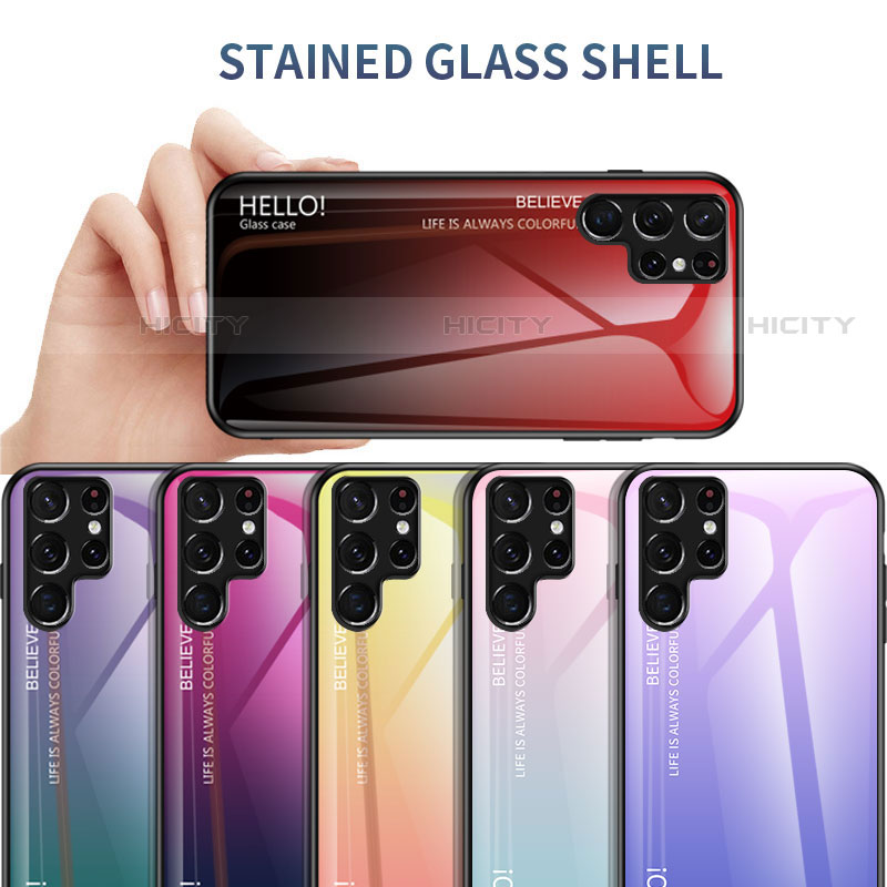 Silikon Schutzhülle Rahmen Tasche Hülle Spiegel Farbverlauf Regenbogen M02 für Samsung Galaxy S22 Ultra 5G