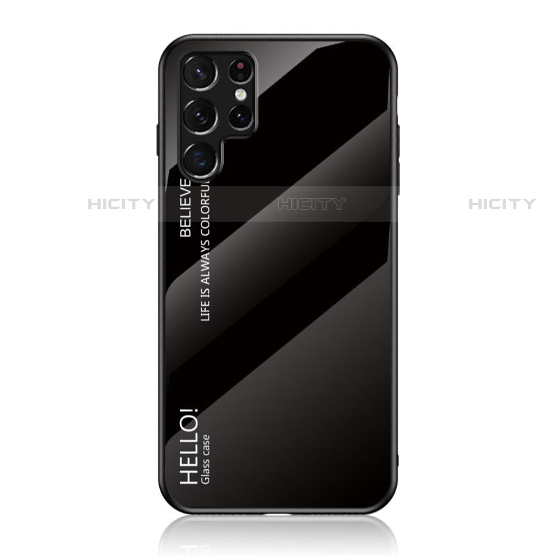 Silikon Schutzhülle Rahmen Tasche Hülle Spiegel Farbverlauf Regenbogen M02 für Samsung Galaxy S22 Ultra 5G Schwarz Plus