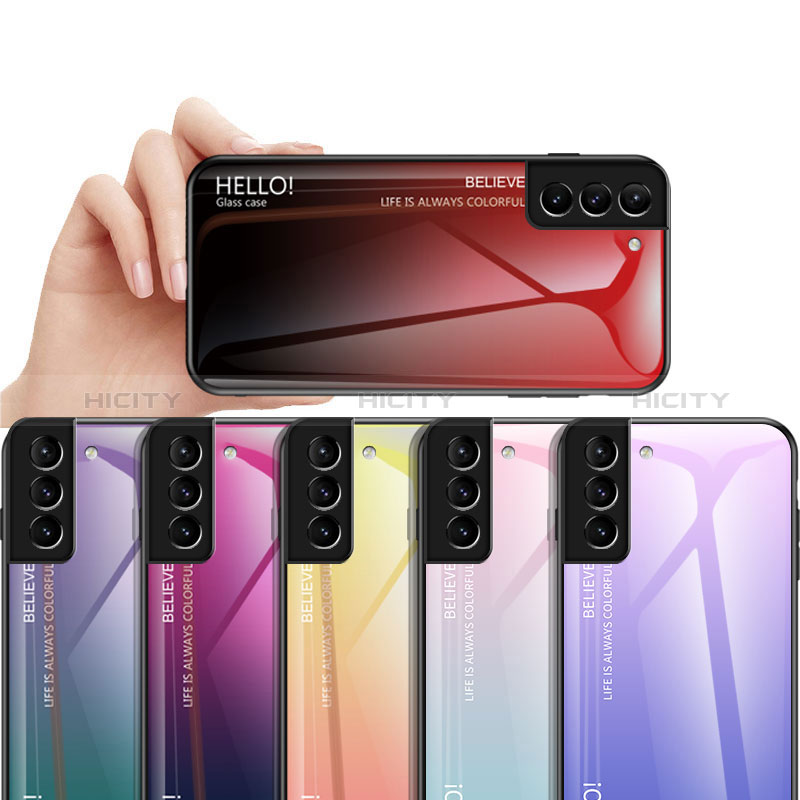 Silikon Schutzhülle Rahmen Tasche Hülle Spiegel Farbverlauf Regenbogen M02 für Samsung Galaxy S24 5G groß