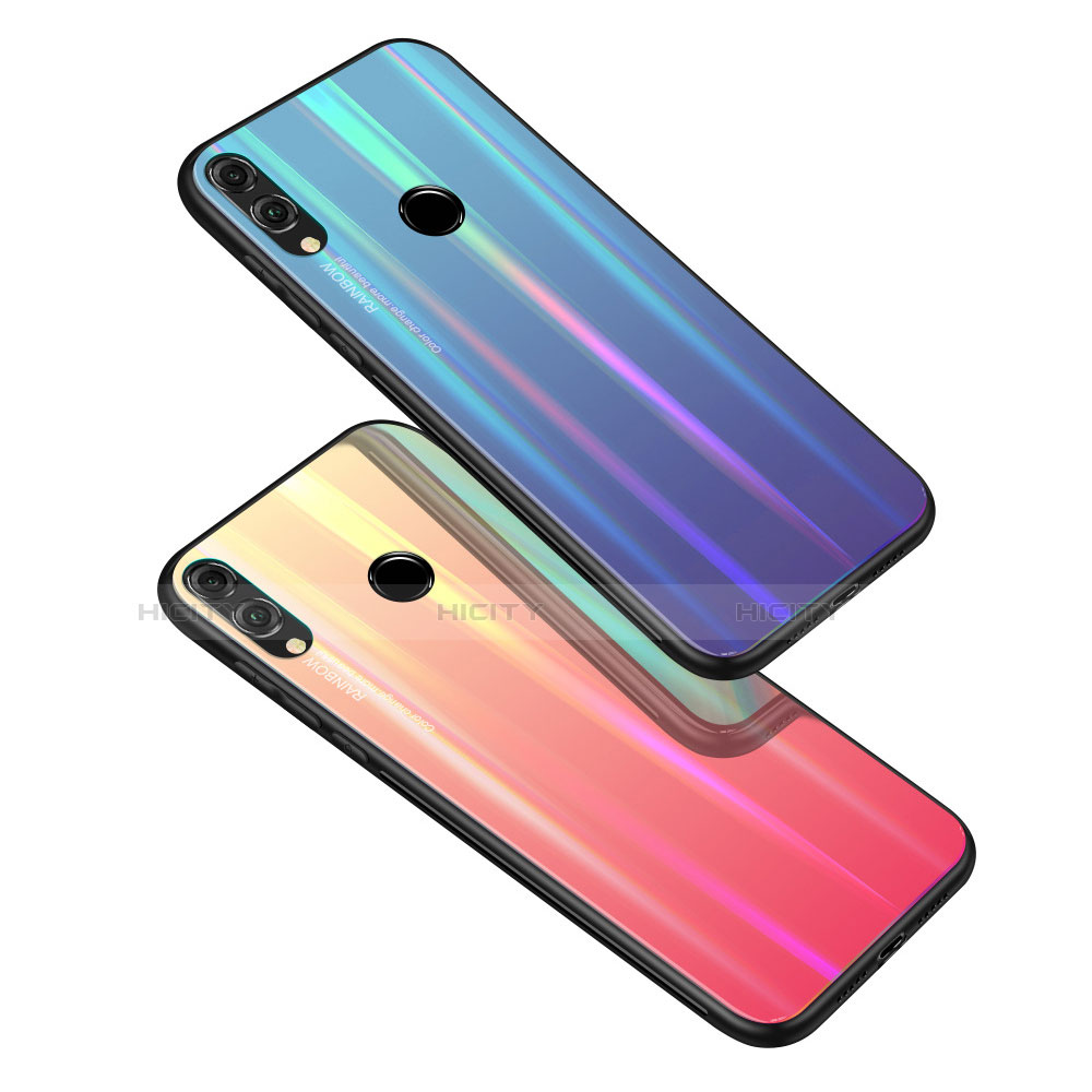 Silikon Schutzhülle Rahmen Tasche Hülle Spiegel Farbverlauf Regenbogen R01 für Huawei Honor 8X