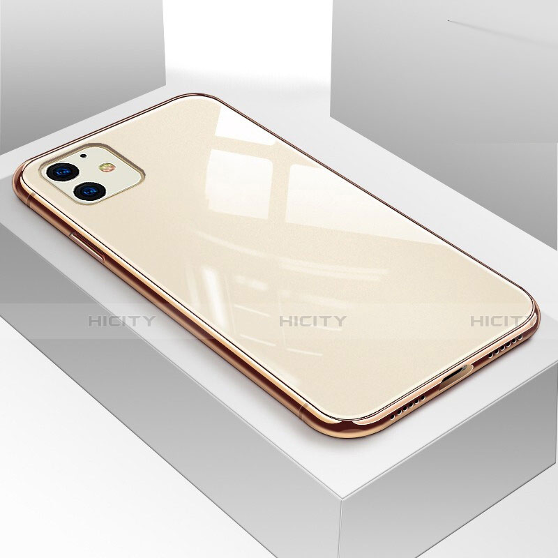 Silikon Schutzhülle Rahmen Tasche Hülle Spiegel für Apple iPhone 11 Gold Plus