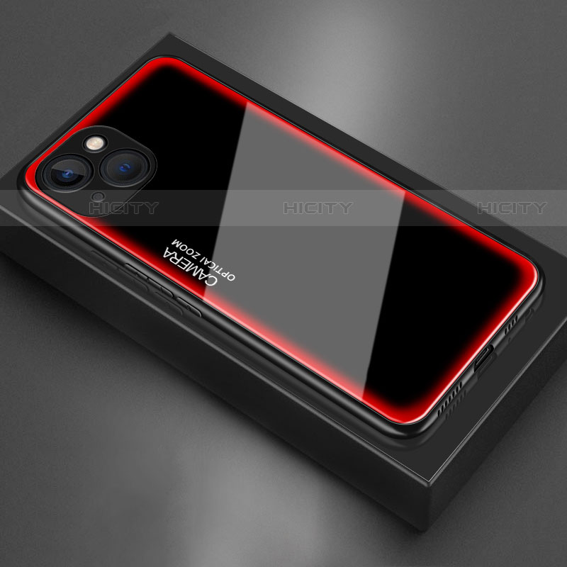 Silikon Schutzhülle Rahmen Tasche Hülle Spiegel für Apple iPhone 13 Mini Rot Plus