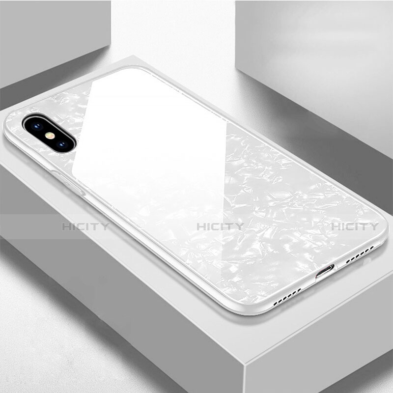 Silikon Schutzhülle Rahmen Tasche Hülle Spiegel für Apple iPhone X Weiß