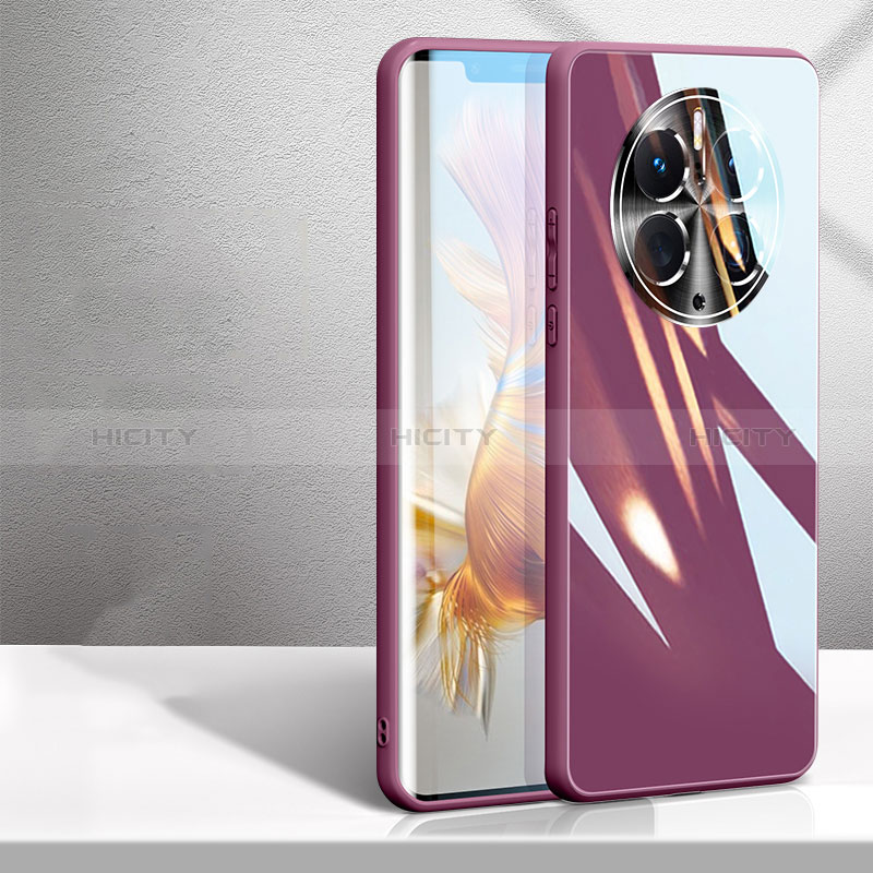 Silikon Schutzhülle Rahmen Tasche Hülle Spiegel für Huawei Mate 50 Pro Violett Plus