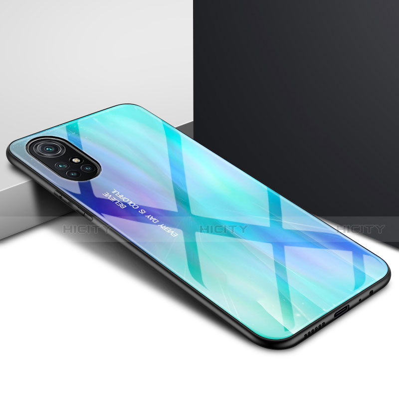 Silikon Schutzhülle Rahmen Tasche Hülle Spiegel für Huawei Nova 8 5G Cyan Plus