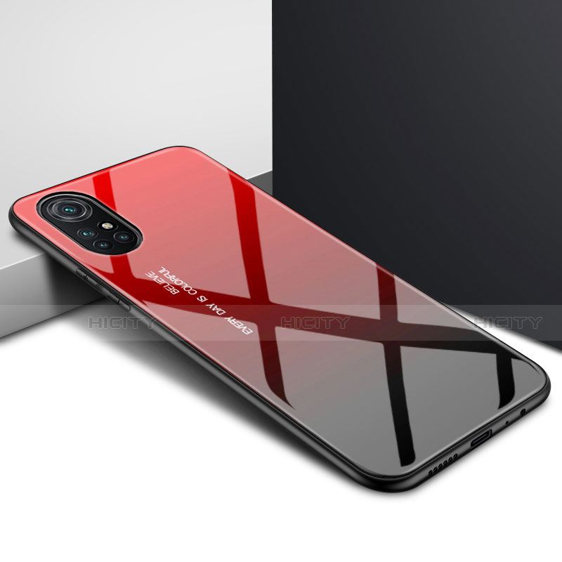 Silikon Schutzhülle Rahmen Tasche Hülle Spiegel für Huawei Nova 8 Pro 5G Rot