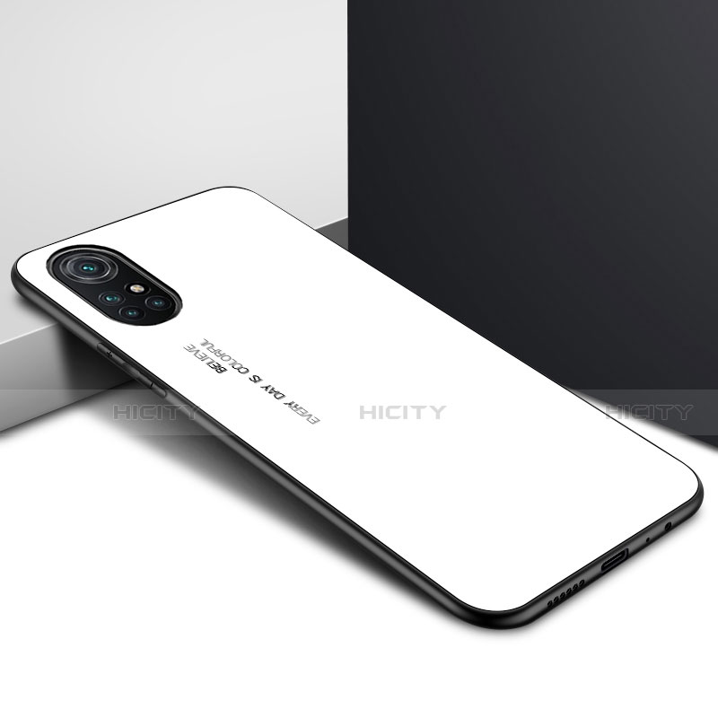 Silikon Schutzhülle Rahmen Tasche Hülle Spiegel für Huawei Nova 8 Pro 5G Weiß
