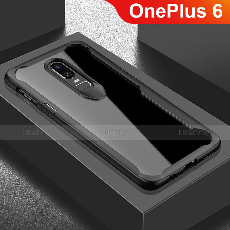 Silikon Schutzhülle Rahmen Tasche Hülle Spiegel für OnePlus 6 Schwarz Plus