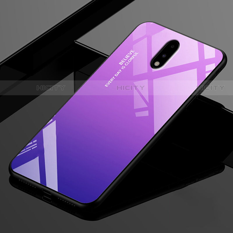 Silikon Schutzhülle Rahmen Tasche Hülle Spiegel für OnePlus 7 Violett