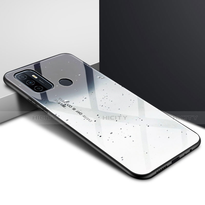 Silikon Schutzhülle Rahmen Tasche Hülle Spiegel für Oppo A32 Grau