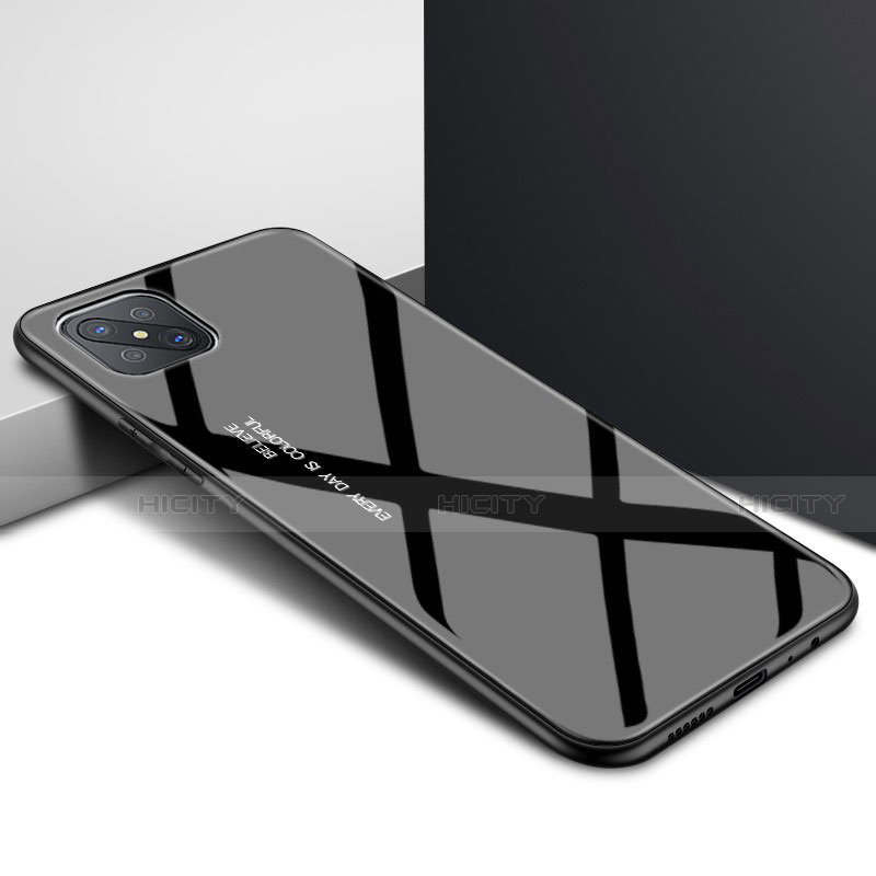 Silikon Schutzhülle Rahmen Tasche Hülle Spiegel für Oppo A92s 5G