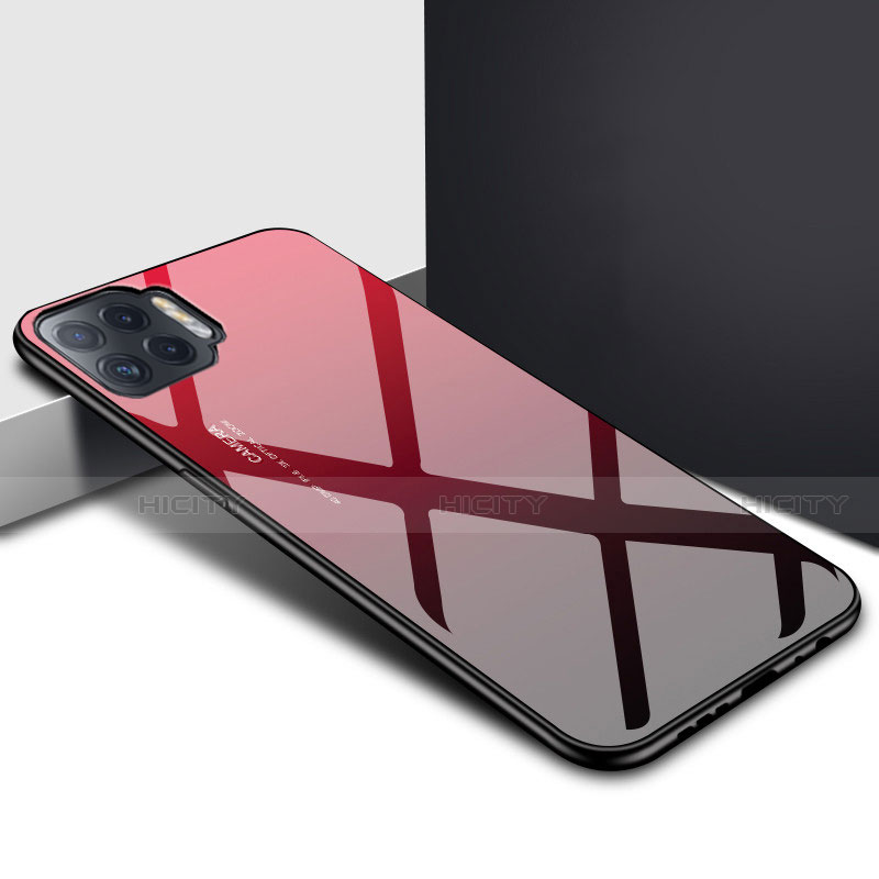 Silikon Schutzhülle Rahmen Tasche Hülle Spiegel für Oppo A93 Rot Plus
