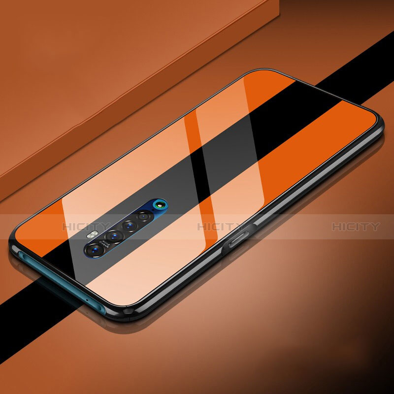 Silikon Schutzhülle Rahmen Tasche Hülle Spiegel für Oppo Reno2 Orange Plus