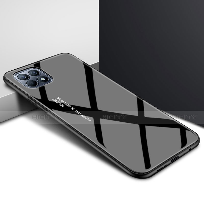 Silikon Schutzhülle Rahmen Tasche Hülle Spiegel für Oppo Reno4 SE 5G Schwarz Plus