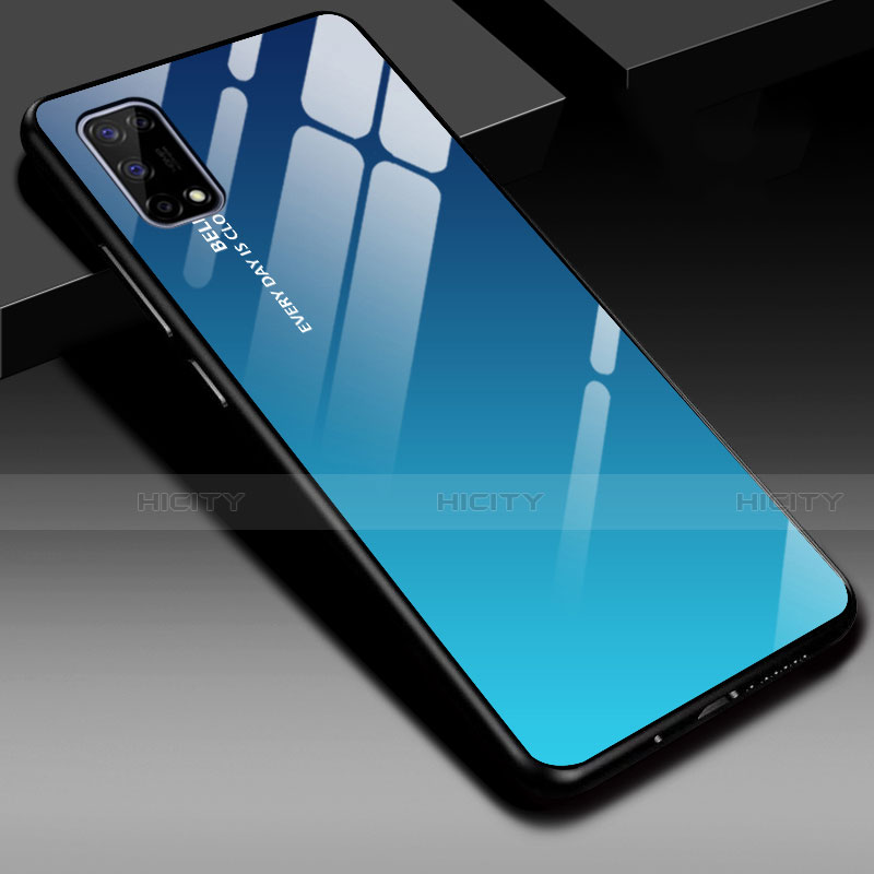 Silikon Schutzhülle Rahmen Tasche Hülle Spiegel für Realme V5 5G Blau