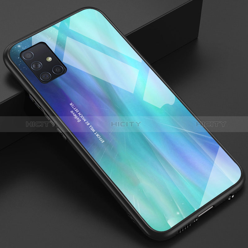 Silikon Schutzhülle Rahmen Tasche Hülle Spiegel für Samsung Galaxy M40S Cyan