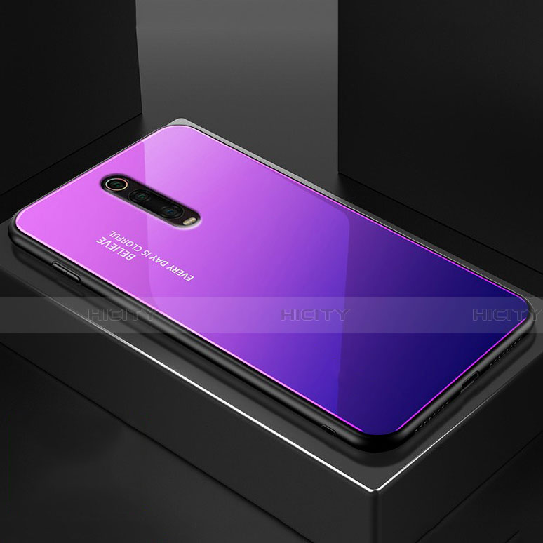 Silikon Schutzhülle Rahmen Tasche Hülle Spiegel für Xiaomi Mi 9T Pro Violett