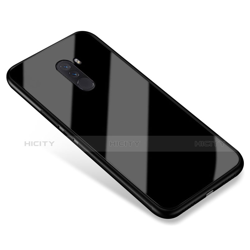 Silikon Schutzhülle Rahmen Tasche Hülle Spiegel für Xiaomi Pocophone F1 Schwarz