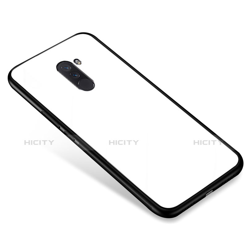 Silikon Schutzhülle Rahmen Tasche Hülle Spiegel für Xiaomi Pocophone F1 Weiß