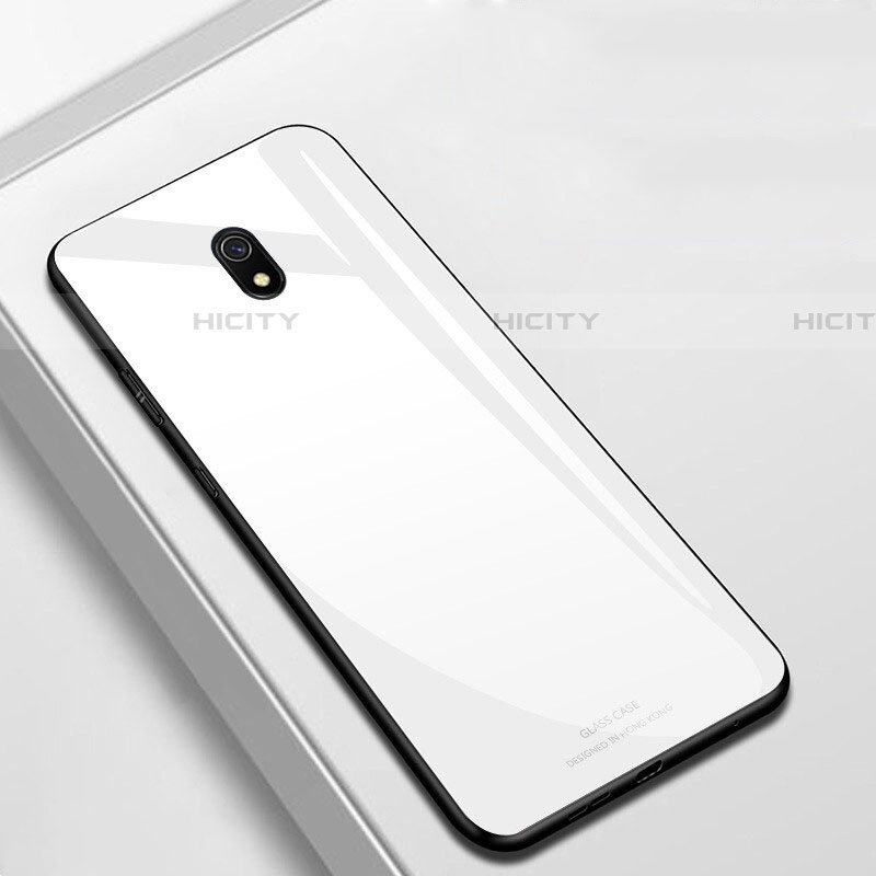 Silikon Schutzhülle Rahmen Tasche Hülle Spiegel für Xiaomi Redmi 8A Weiß Plus