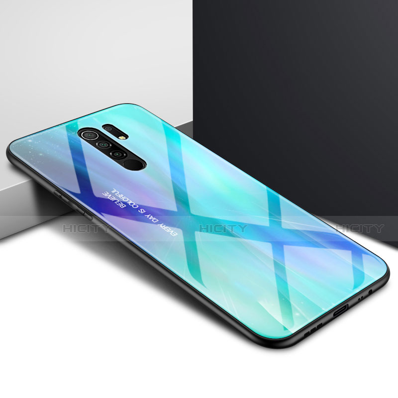 Silikon Schutzhülle Rahmen Tasche Hülle Spiegel für Xiaomi Redmi 9 Cyan