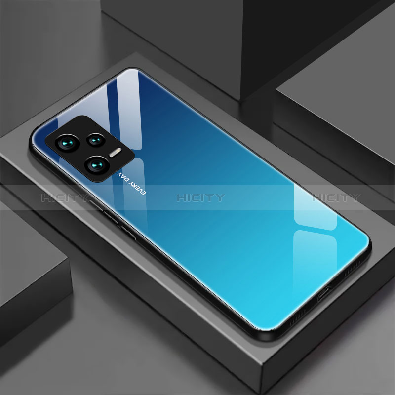 Silikon Schutzhülle Rahmen Tasche Hülle Spiegel für Xiaomi Redmi Note 12 5G Blau