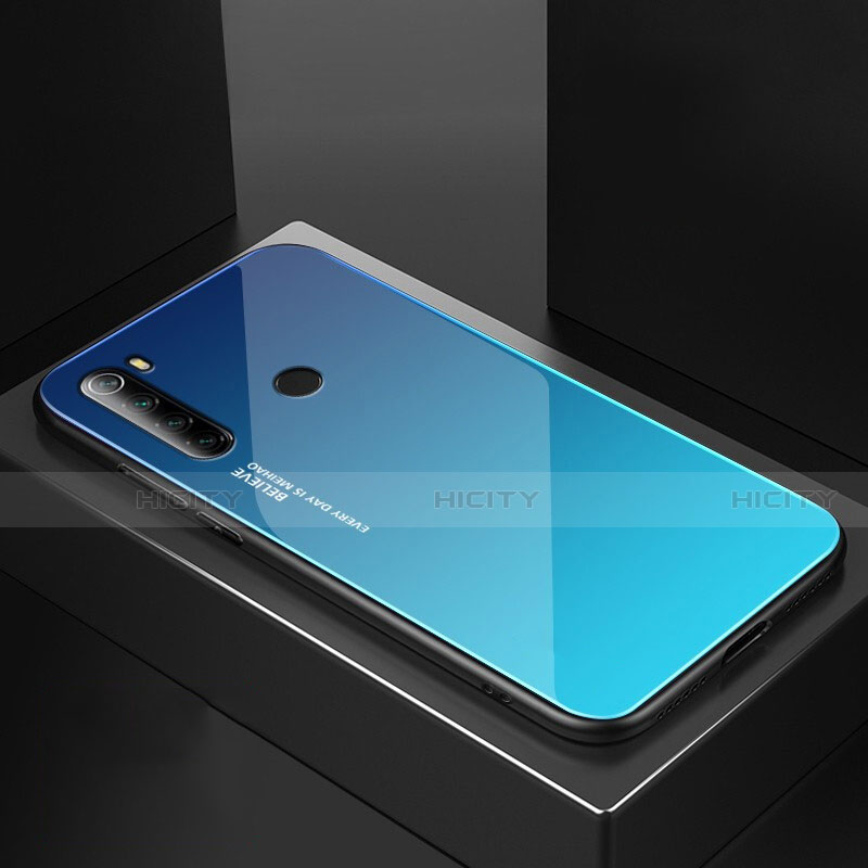 Silikon Schutzhülle Rahmen Tasche Hülle Spiegel für Xiaomi Redmi Note 8 (2021) Hellblau Plus