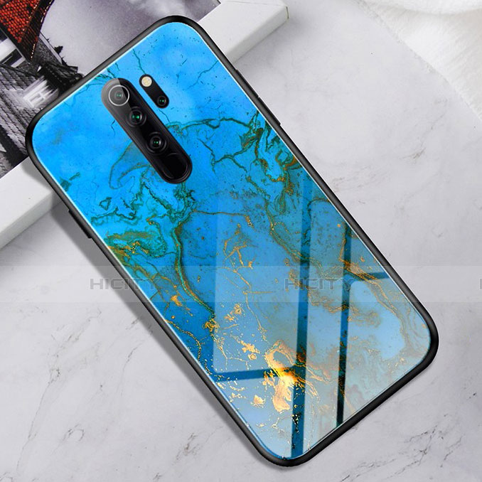 Silikon Schutzhülle Rahmen Tasche Hülle Spiegel für Xiaomi Redmi Note 8 Pro Hellblau