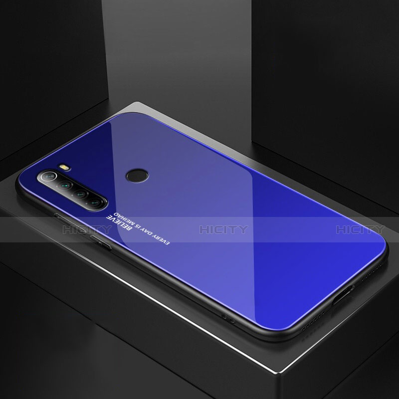 Silikon Schutzhülle Rahmen Tasche Hülle Spiegel für Xiaomi Redmi Note 8T Blau