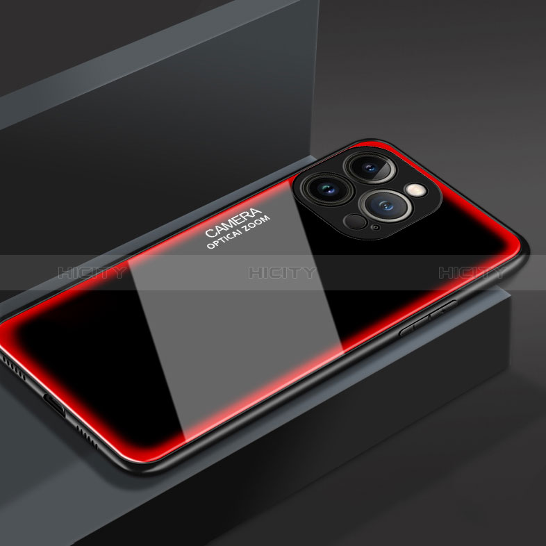 Silikon Schutzhülle Rahmen Tasche Hülle Spiegel M01 für Apple iPhone 14 Pro Max Rot