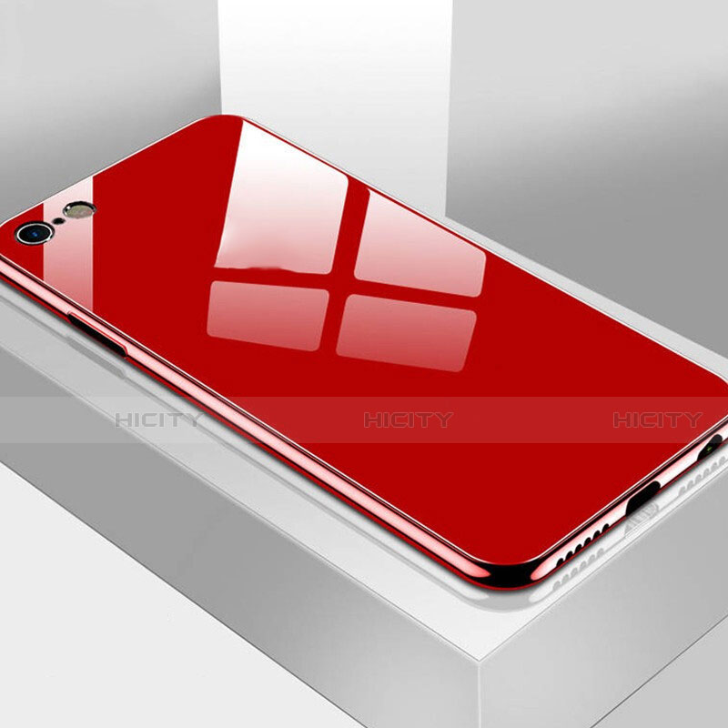Silikon Schutzhülle Rahmen Tasche Hülle Spiegel M02 für Apple iPhone 6 Plus Rot