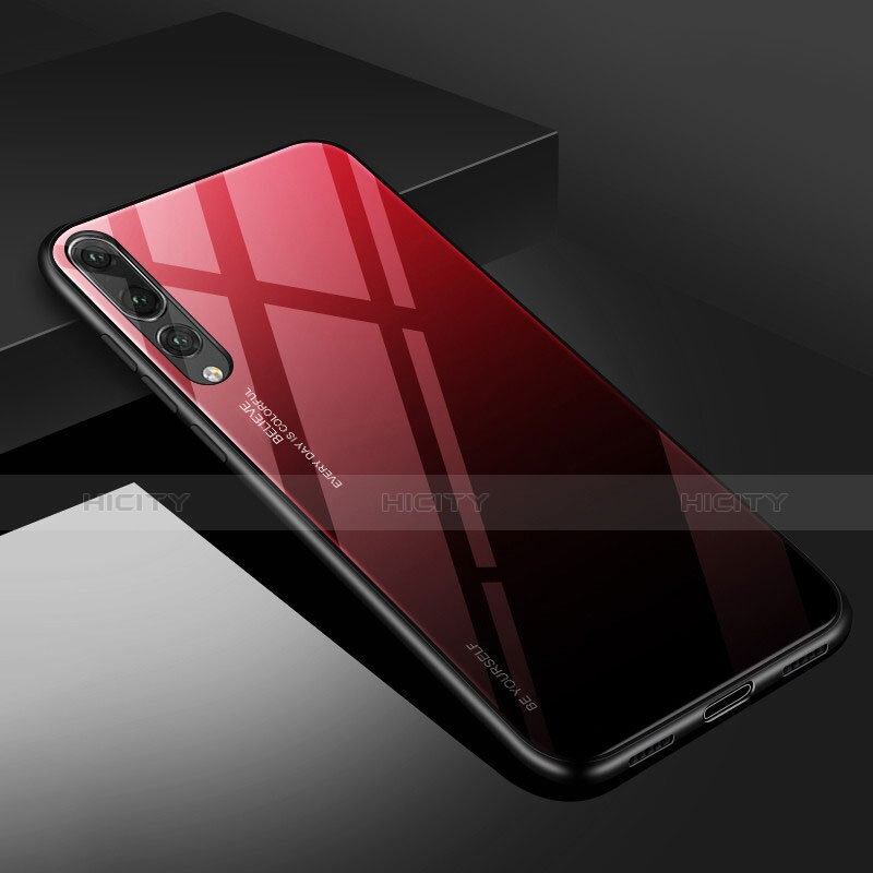 Silikon Schutzhülle Rahmen Tasche Hülle Spiegel M02 für Huawei P20 Pro Rot