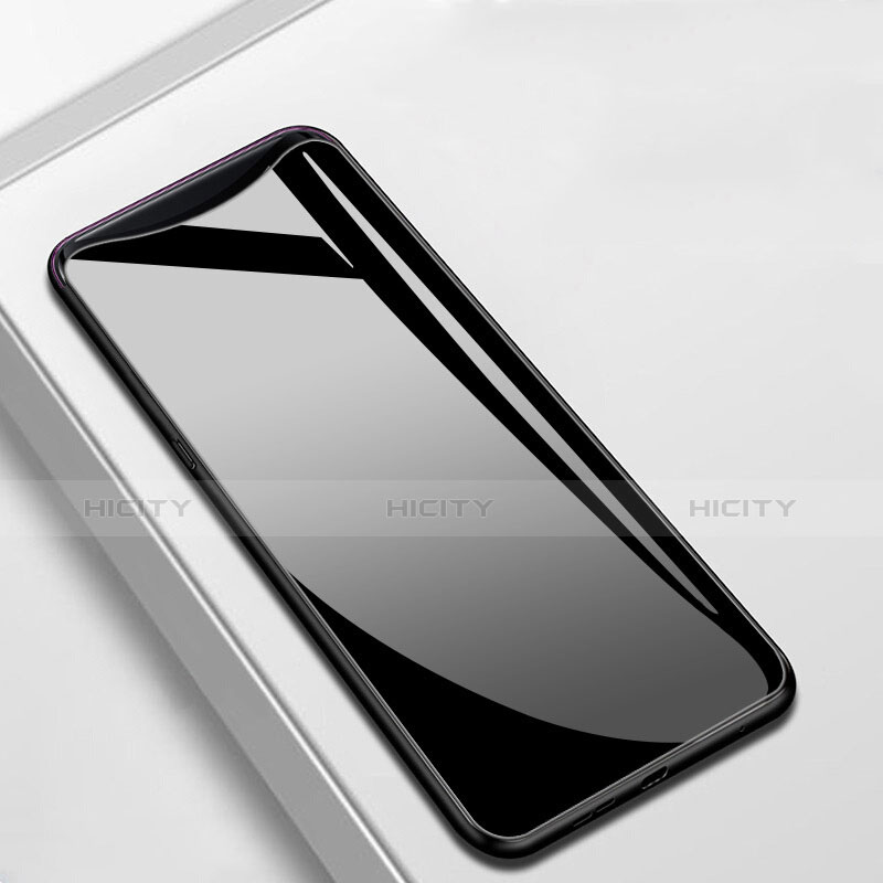 Silikon Schutzhülle Rahmen Tasche Hülle Spiegel M02 für Oppo Find X Schwarz